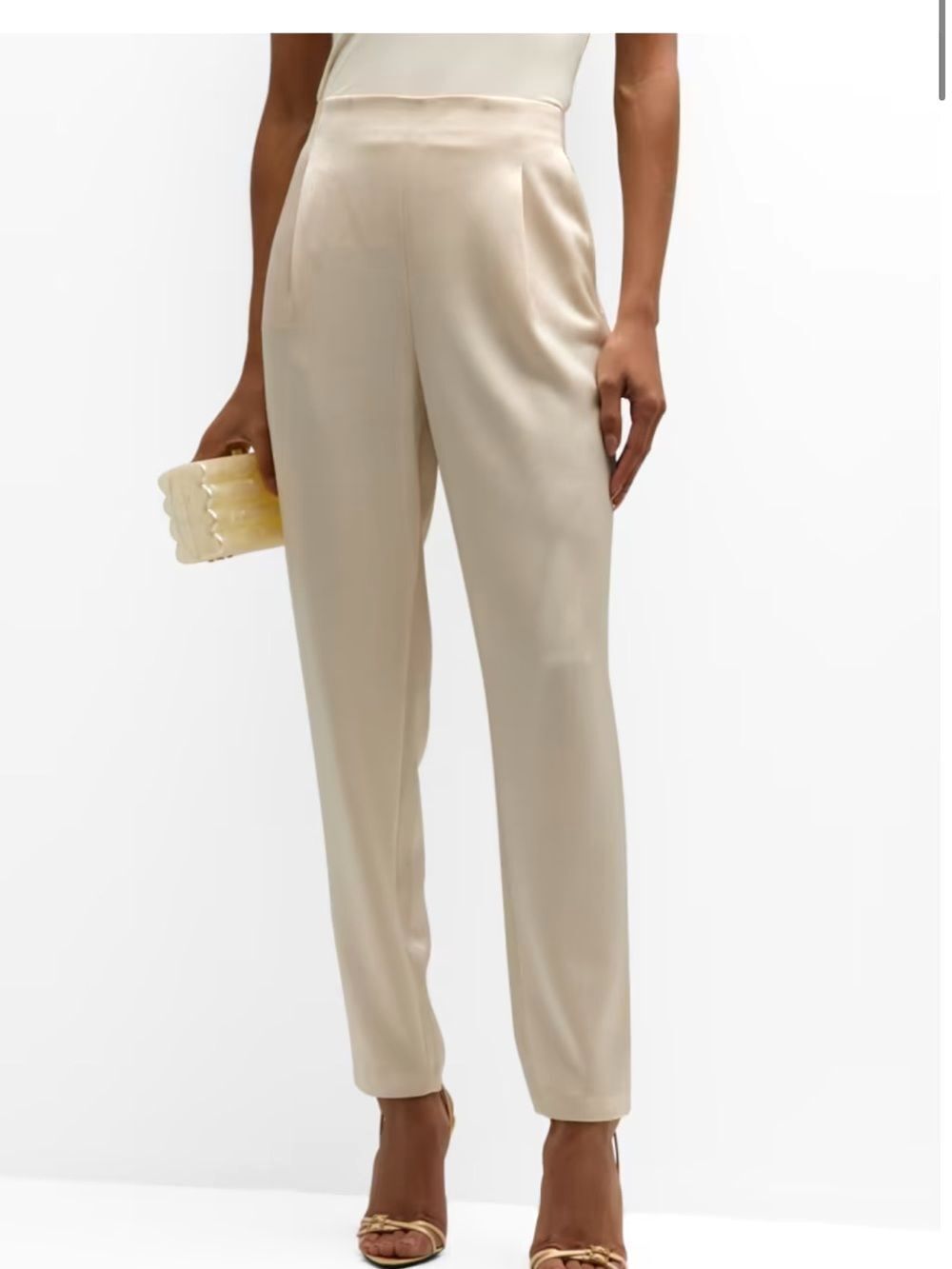 ALICE & OLIVIA Chic Satin Pleat Front Slimming Cocktail Ankle Pants 4 NWT $400!!